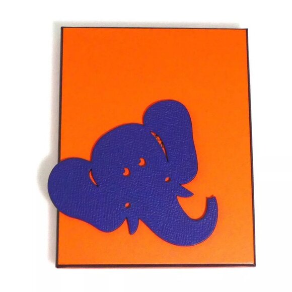 Auth HERMES Petit H Animal Motif Elephant Charm Object Dark Brown/Blue - Picture 2 of 15